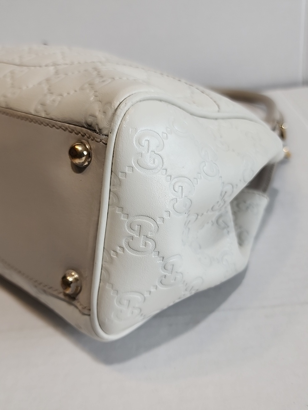 GUCCI Guccissima Vintage White Leather Jackie Bardot Shoulder Bag - Picture 6 of 15